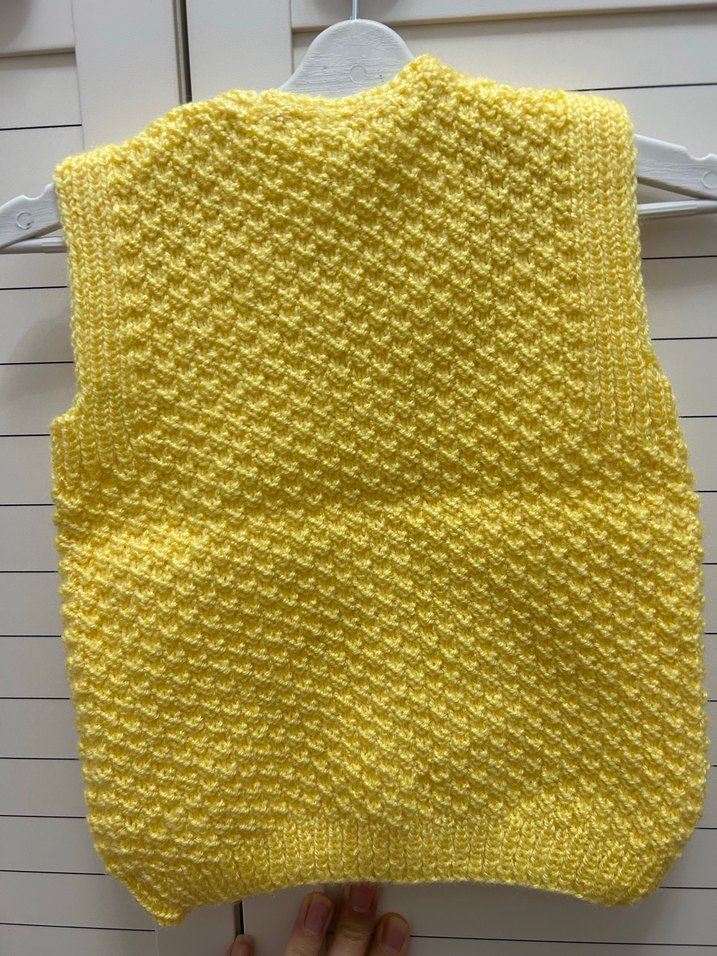 Kız Çocuk Sarı V Yaka Örme Süveter - Görsel 2