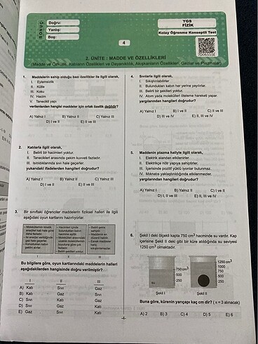 Beden Renk YGS Fizik Yaprak Test Kitabı