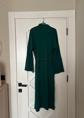 Kadın Zümrüt Yeşili Uzun Triko Elbise - Görsel 7