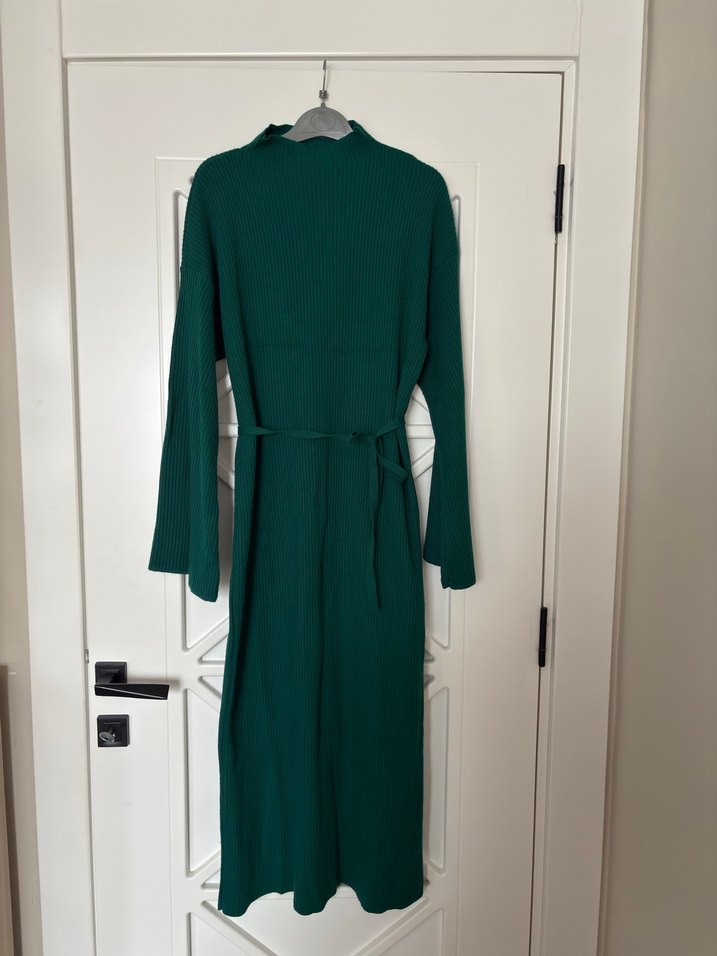 Kadın Zümrüt Yeşili Uzun Triko Elbise - Görsel 2