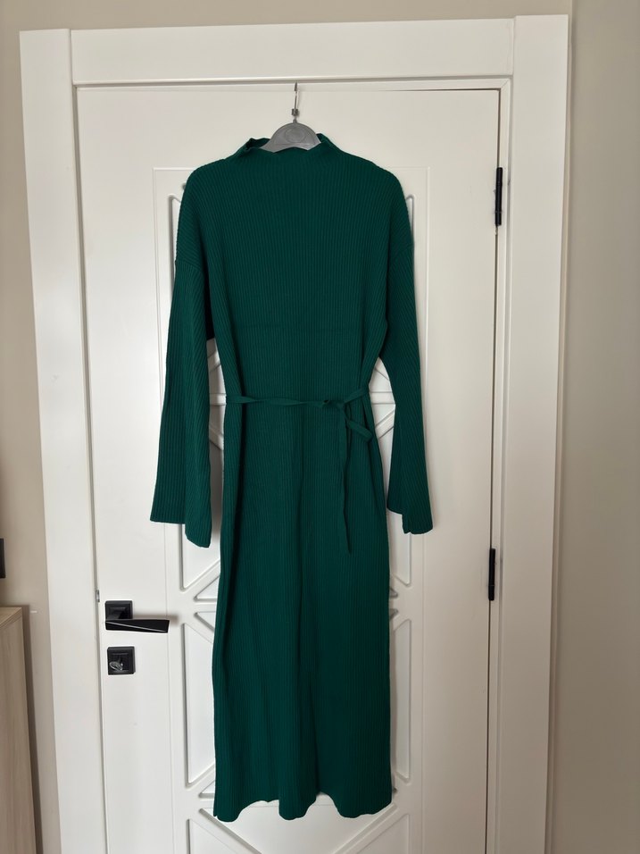 Kadın Zümrüt Yeşili Uzun Triko Elbise - Görsel 3