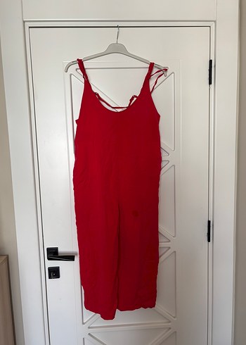 Kırmızı Saten Askılı  Tulum - Görsel 3