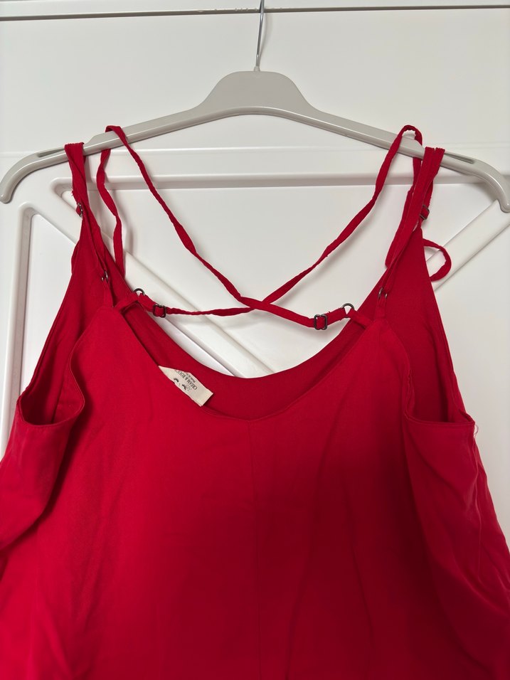 Kırmızı Saten Askılı  Tulum - Görsel 4