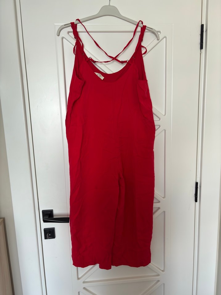 Kırmızı Saten Askılı  Tulum - Görsel 5