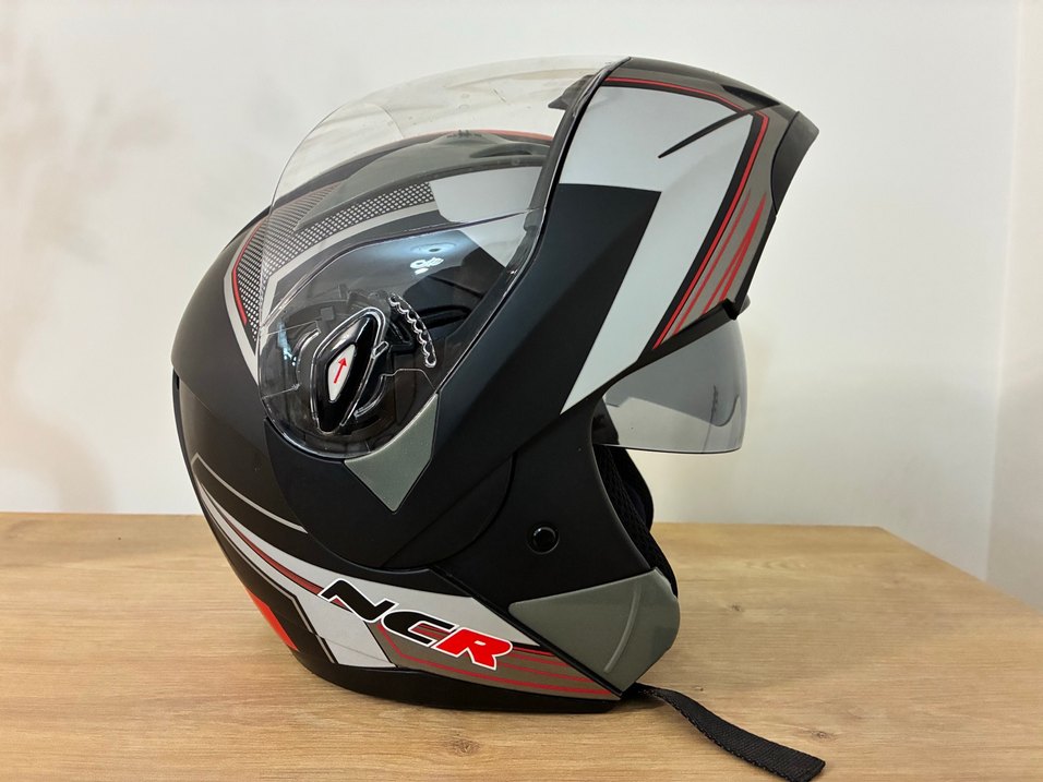 Gri Baskılı Rock Punk motosiklet kaskı - Görsel 2