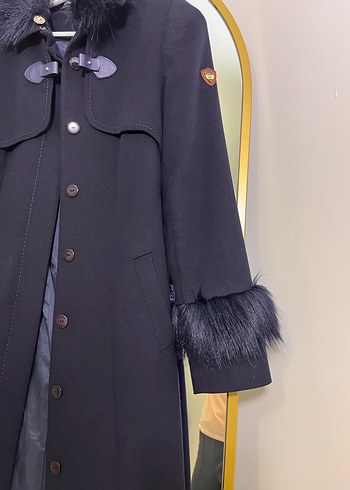 Koyu Lacivert Uzun Kadın Kaban - Görsel 3