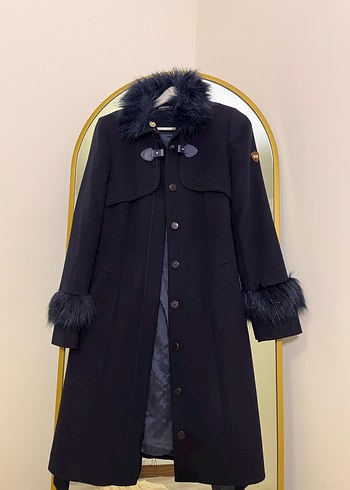 Koyu Lacivert Uzun Kadın Kaban - Görsel 2