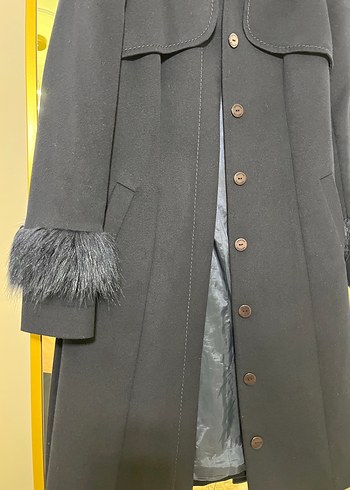 Koyu Lacivert Uzun Kadın Kaban - Görsel 8