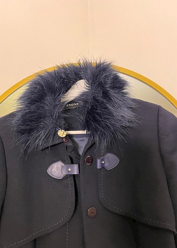 Koyu Lacivert Uzun Kadın Kaban - Görsel 5