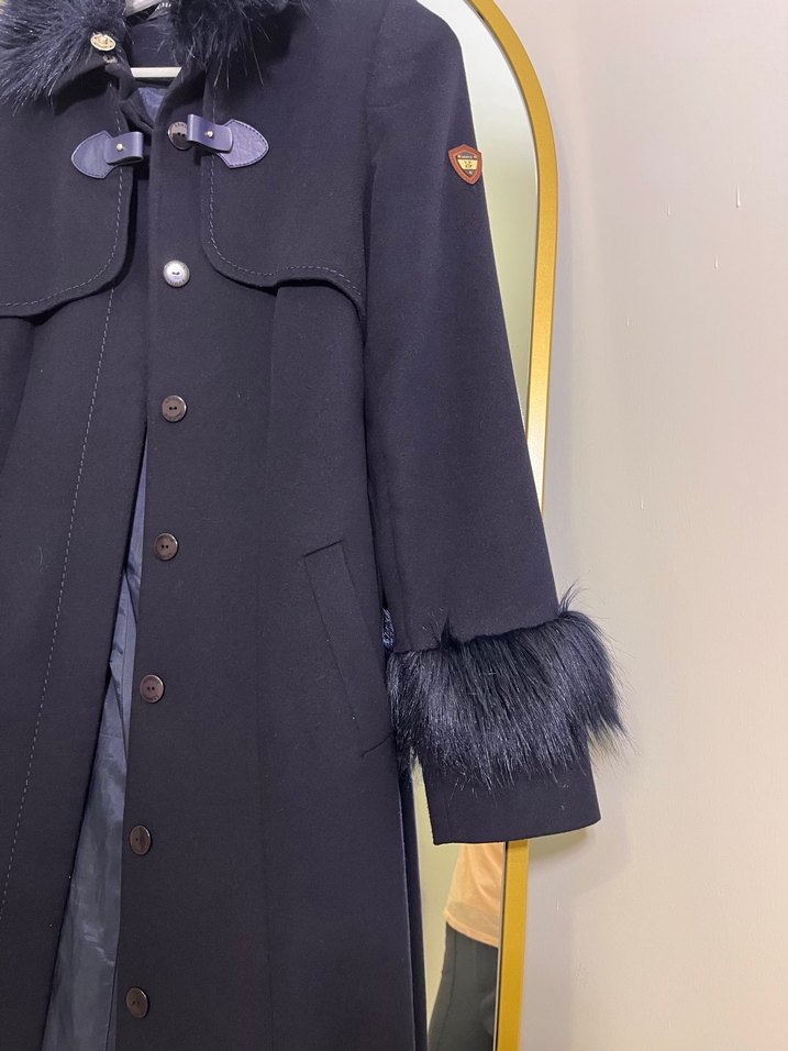 Koyu Lacivert Uzun Kadın Kaban - Görsel 3