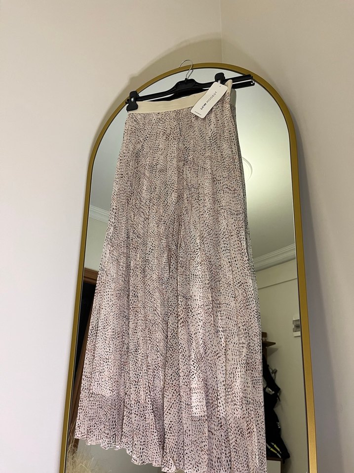 Bej nokta Desenli Pilili Uzun Etek - Görsel 4