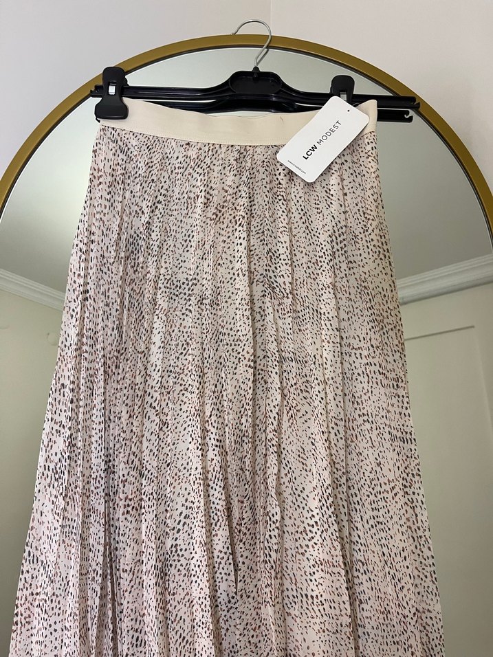 Bej nokta Desenli Pilili Uzun Etek - Görsel 2