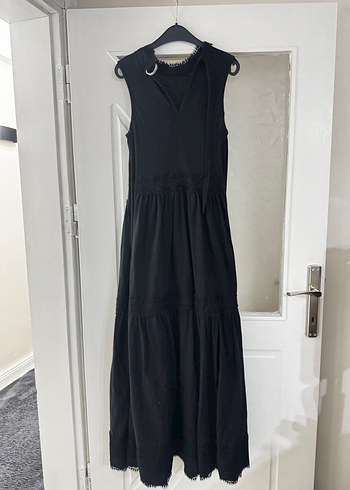 Siyah  Uzun Kollu Fırfırlı Elbise - Görsel 2