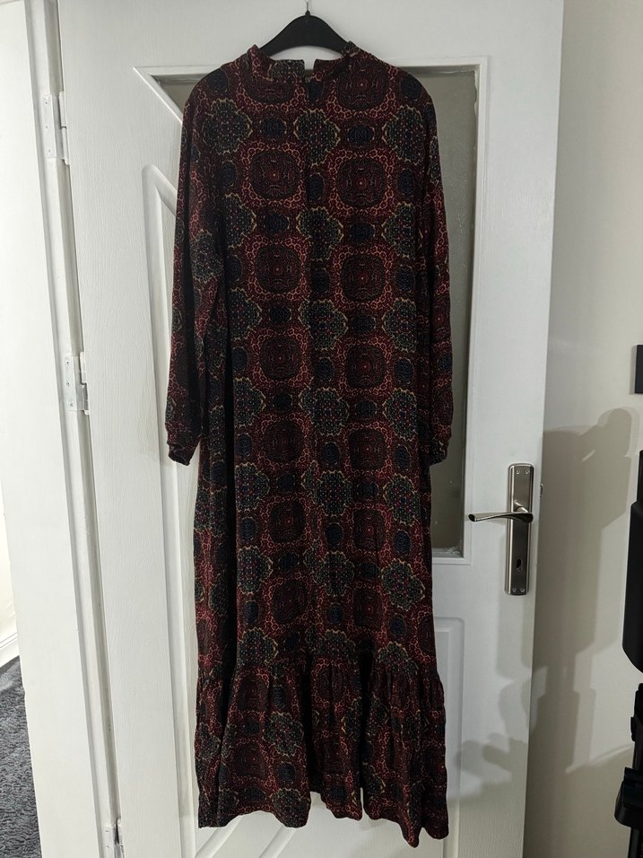 Bordo Bohem Uzun Elbise - Görsel 2