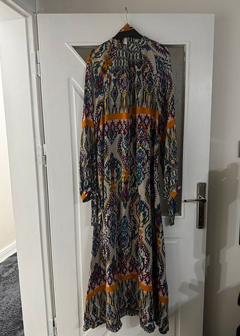 Bohem Çok Renkli Uzun Kollu Uzun Elbise - Görsel 2