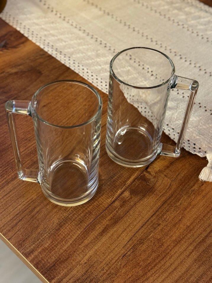 Şeffaf Cam Kulplu İkili Bardak Seti - Görsel 2