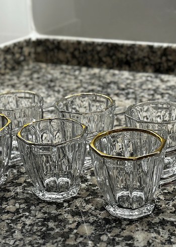 Altın Kenarlı Cam Kupa Seti - Görsel 2