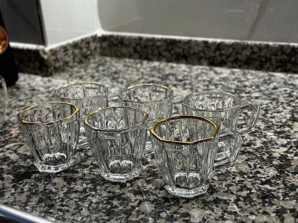 Altın Kenarlı Cam Kupa Seti - Görsel 2