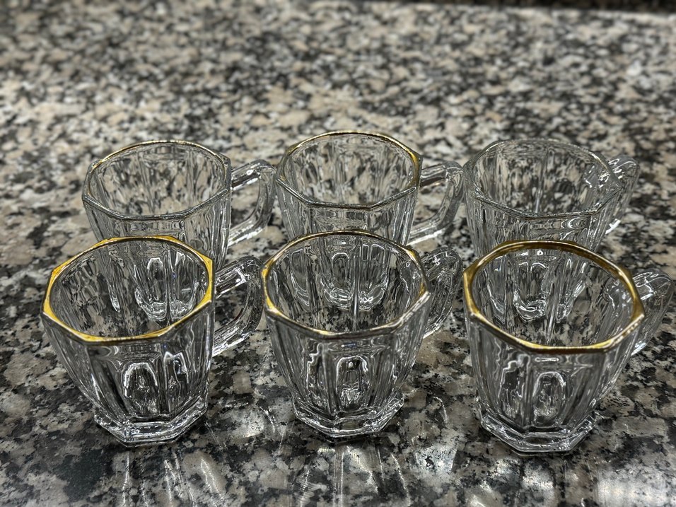 Altın Kenarlı Cam Kupa Seti - Görsel 3