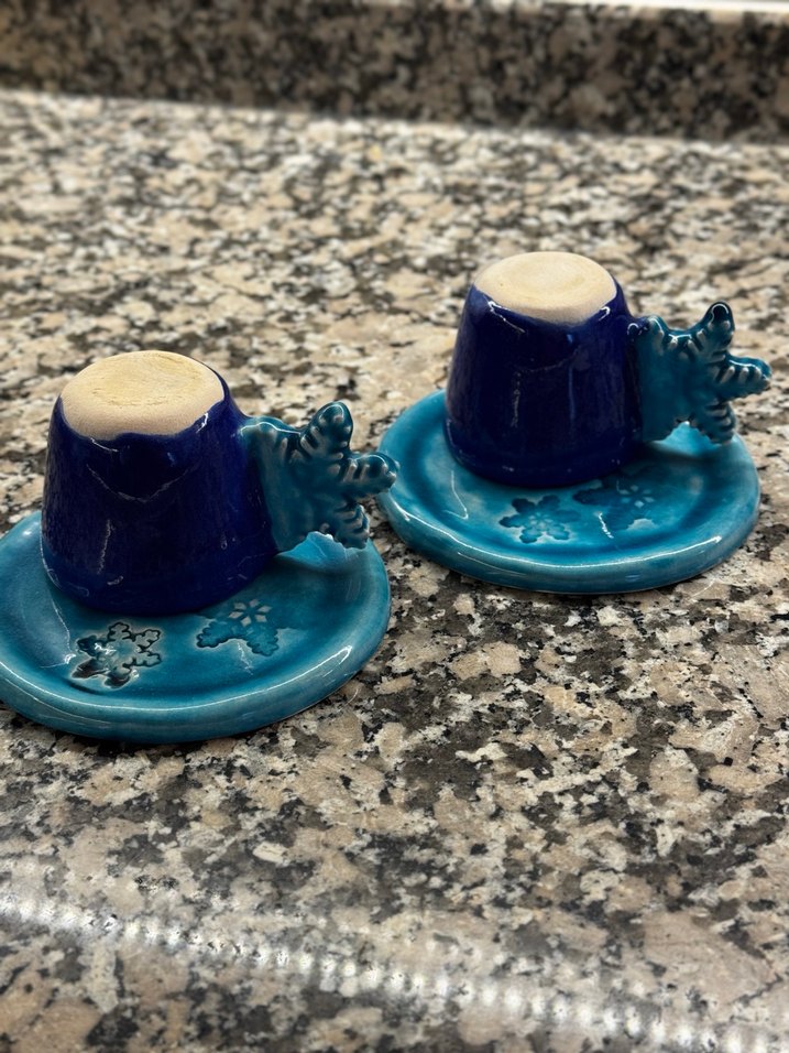 Koyu Mavi Seramik Fincan ve Tabak Seti - Görsel 2