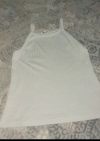 Beyaz İnce Askılı Örme Kadın Atlet