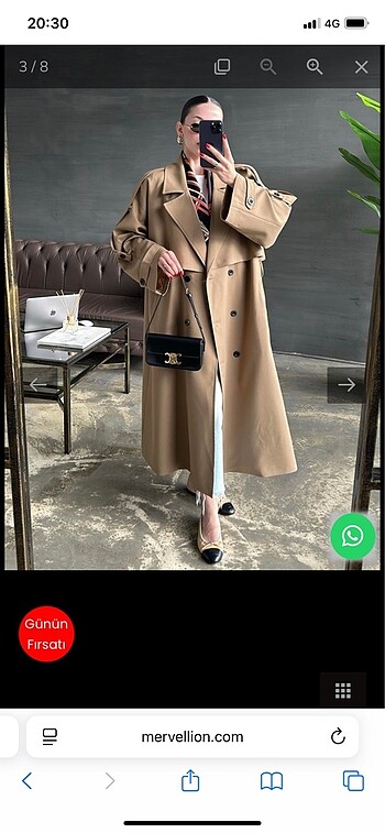 40 Beden camel Renk Mervellion trençkot