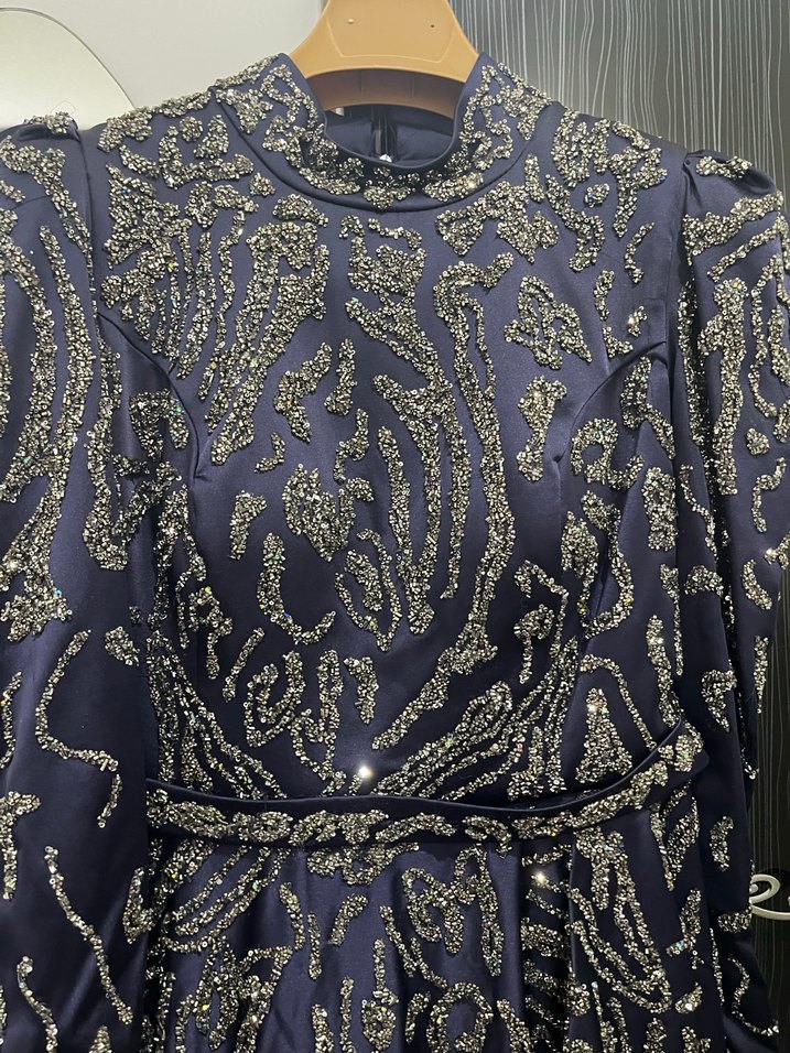 Lacivert taşlı abiye - Görsel 5