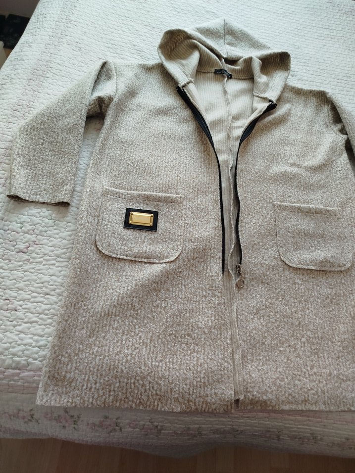 Bej Fermuarlı bayan Polar Sweatshirt - Görsel 2