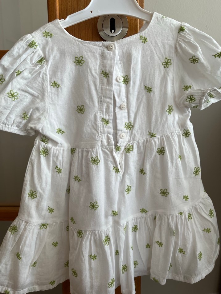 Nakışlı Beyaz Kız Çocuk Elbise - Görsel 5