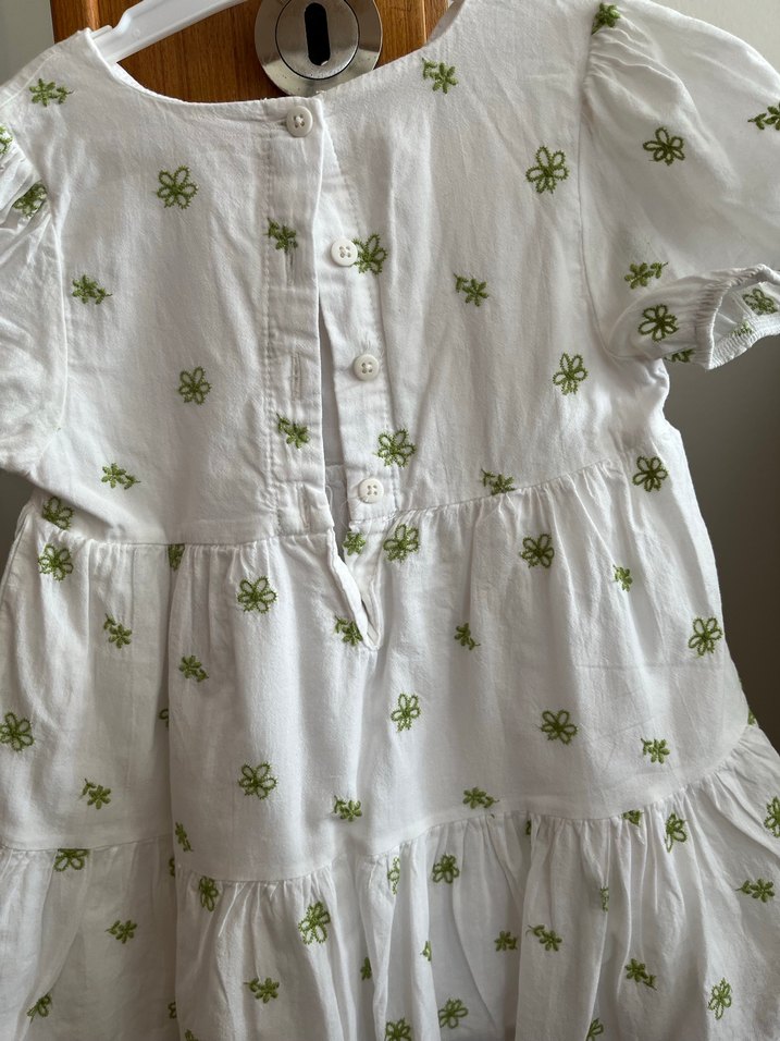 Nakışlı Beyaz Kız Çocuk Elbise - Görsel 4