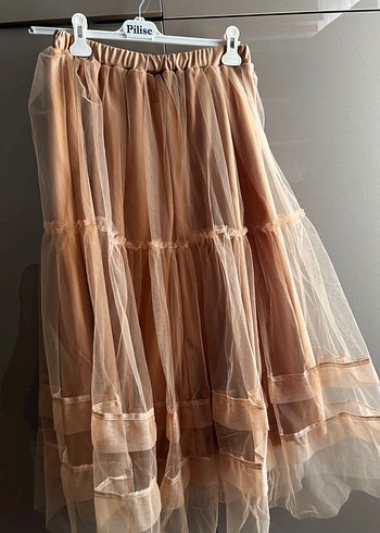 Bej Midi Kadın Uzun Etek - Görsel 2