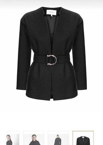 İpekyol etiketli kaban Kemerli Siyah Kısa Kadın Yün Kaban - Görsel 2