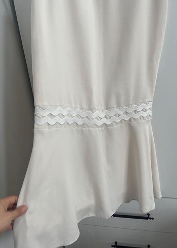 Bej Uzun Fırfırlı Kadın Etek - Görsel 2