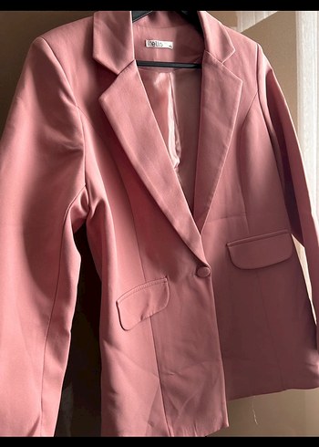 Pembe Düğmeli Kadın Ofis Blazeri - Görsel 2