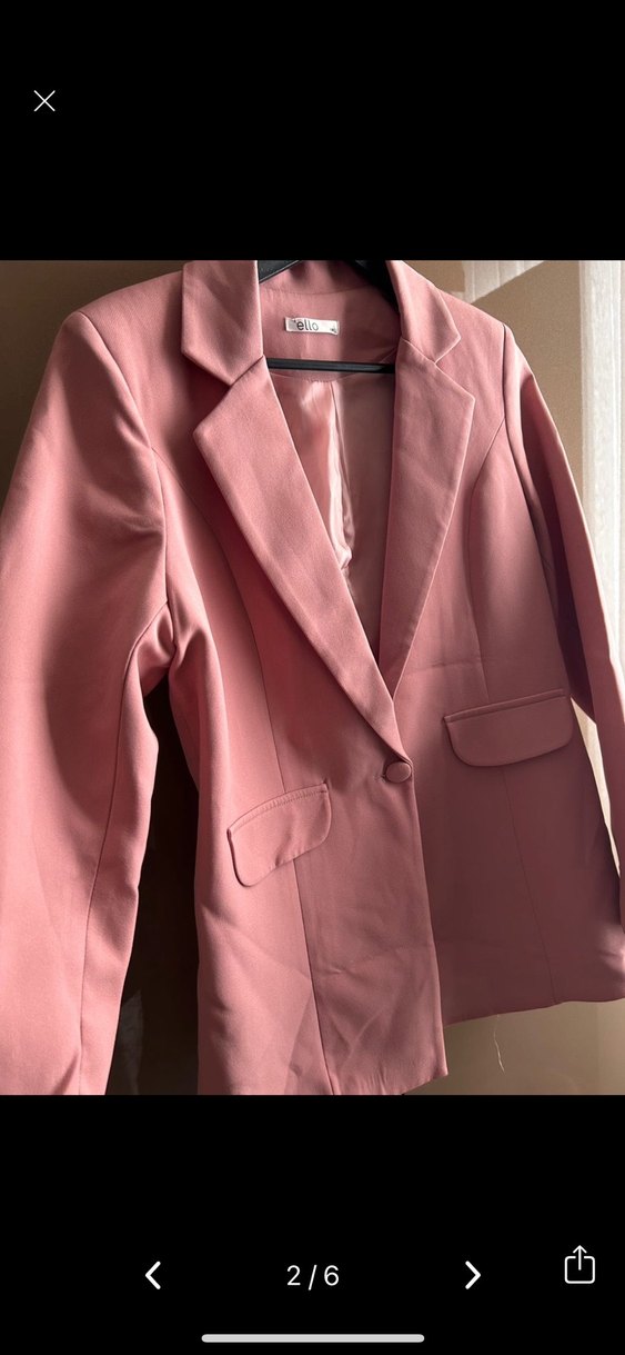 Pembe Düğmeli Kadın Ofis Blazeri - Görsel 2