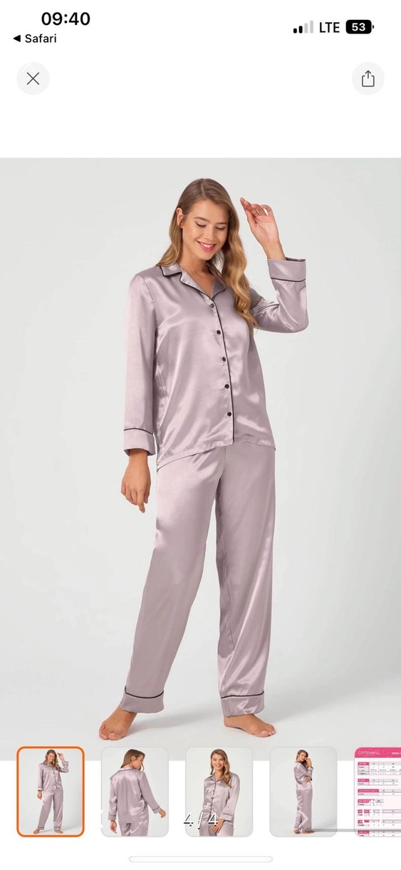 Hiç kullanılmadı  takım fGri Midi Kadın Pijama Takımı, Uzun Koll - Görsel 2