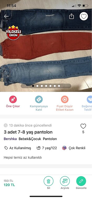 3 adet pantolon