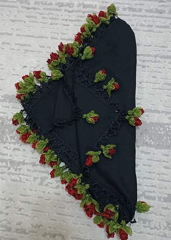 ÇOK ŞIK KURDELE VE TIĞ İŞİ SİYAH OYALI YAZMA - Görsel 2