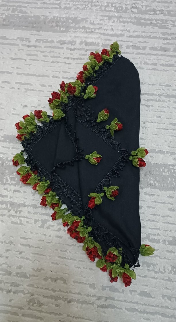 ÇOK ŞIK KURDELE VE TIĞ İŞİ SİYAH OYALI YAZMA - Görsel 2