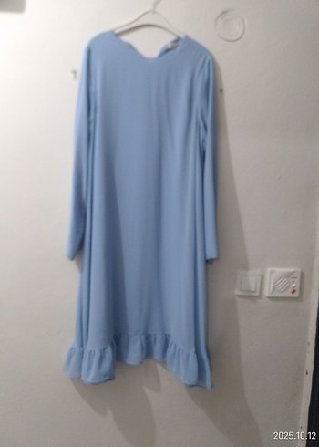 Kadın Mavi Uzun Kollu Fırfırlı Tunik - Görsel 2