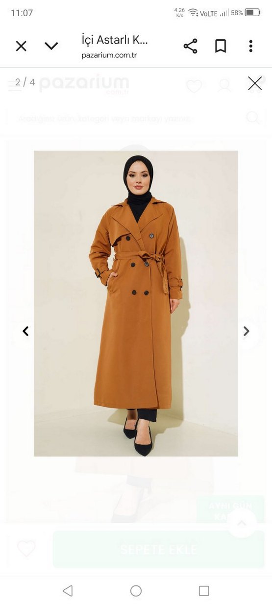 Kadın Camel  Uzun Trençkot - Görsel 2