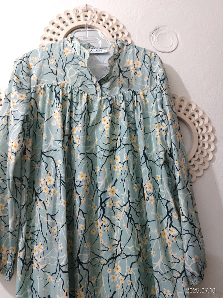 Bohem Uzun Kol Turkuaz Uzun Elbise - Görsel 4