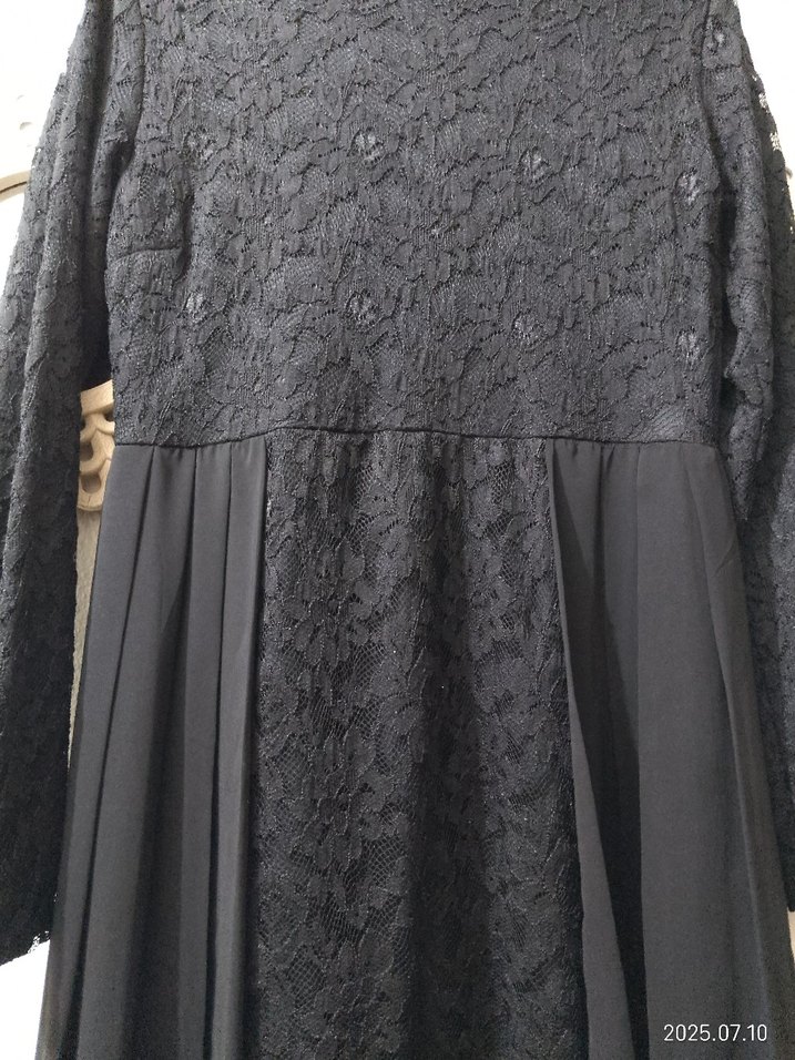 Uzun Siyah Goth Kadın Elbise - Görsel 3