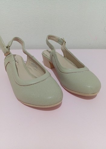 Bej Desenli Tokalı Kadın Topuklu Ayakkabı - Görsel 2