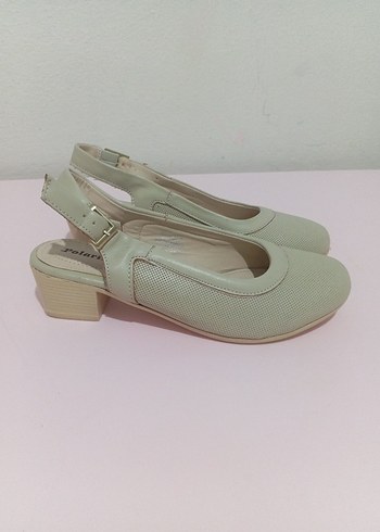 Bej Desenli Tokalı Kadın Topuklu Ayakkabı - Görsel 3