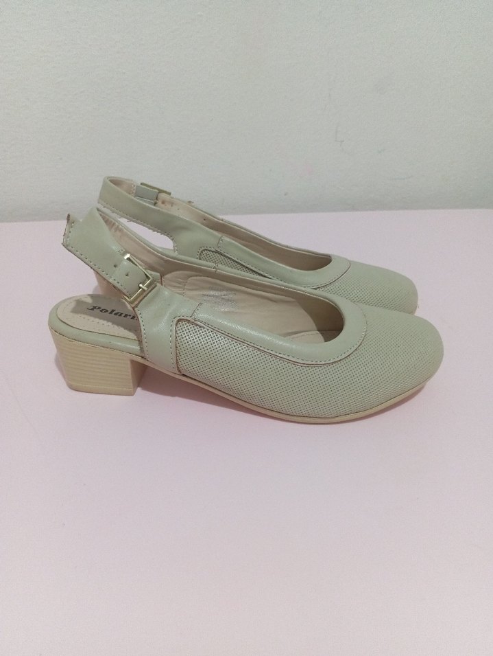 Bej Desenli Tokalı Kadın Topuklu Ayakkabı - Görsel 3