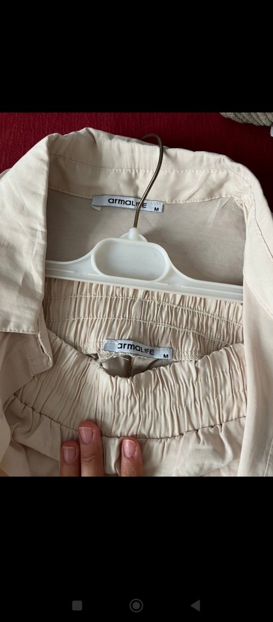 Bej Uzun Kollu Keten Gömlek takım - Görsel 3