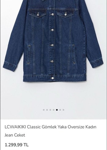 LC Waikiki Oversize Koyu Lacivert Jean Ceket - Görsel 3