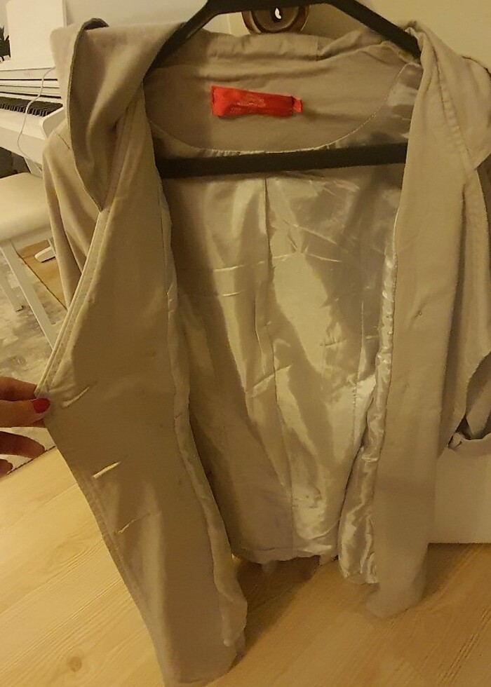 Açık Gri Trençkot - Görsel 2