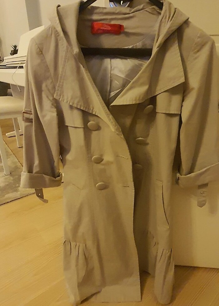 Açık Gri Trençkot - Görsel 3